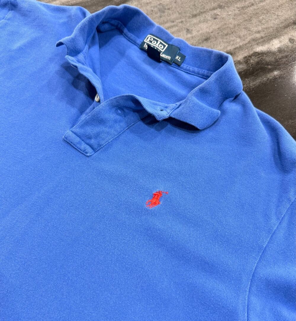 Vintage Polo Ralph Lauren Mens XL Royal Blue Red Pony Pique Golf Shirt